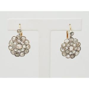 Napoleon III-style Hoop Earrings In Gold, Silver, And Rose-cut Diamonds