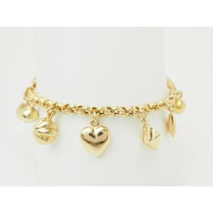 18-karat Yellow Gold Charm Bracelet – Heart, Seashell, And Pearl Charms