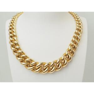 Collier ras de cou en or jaune 18 carats – Maille gourmette bombée