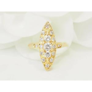 Yellow Gold Marquise Ring With Diamonds