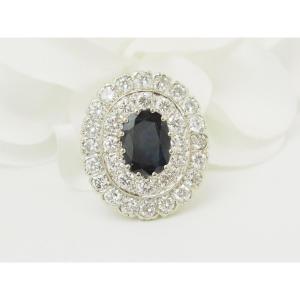 Double-banded Pompadour Ring With 5.10 Ct Of Sapphires And 4.41 Ct Of Diamonds