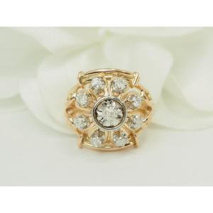 Bague Tank années 1940 en or jaune et platine – Diamant 0,40 ct