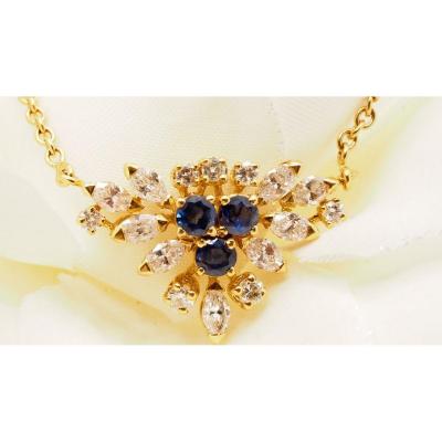 Necklace In Yellow Gold Set With Diamonds And Sapphires