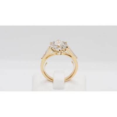 Solitaire In Yellow Gold And Diamond Of 3.40 Ct