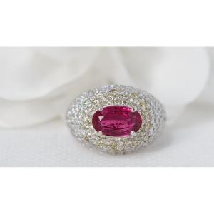 White Gold, Pink Sapphire And Diamond Ring