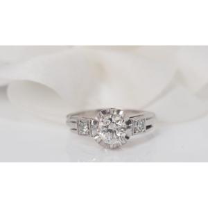 Solitaire Ring In Platinum And Diamonds