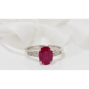 Ring In White Gold, Rubies And Diamonds