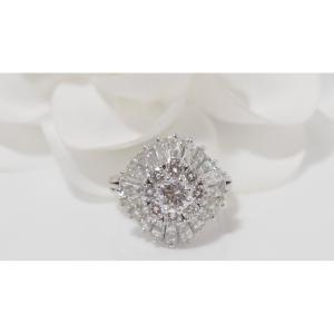 Bague Double Entourage En Or Blanc Et Diamants