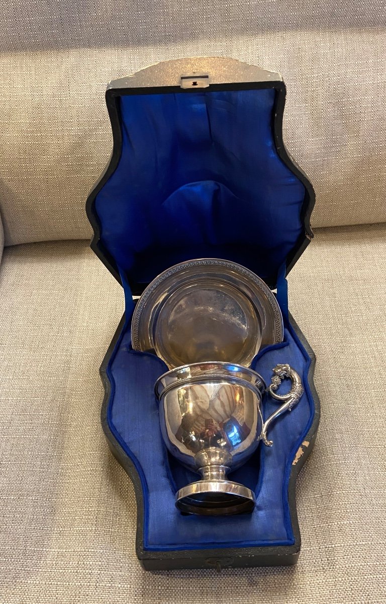 19th Century Solid Silver Cup And Saucer Set 