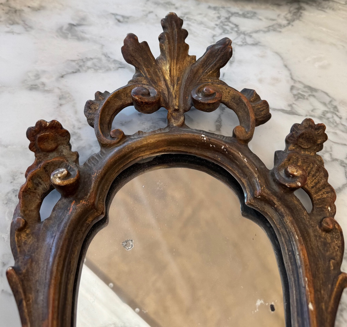 Miroir Benitier En Bois Doré -photo-2