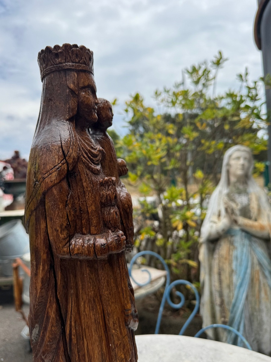 Vierge à l’enfant en bois XVIII-photo-5