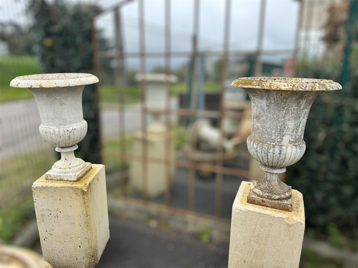 Paire vase en fonte XVIII/XIX -photo-1