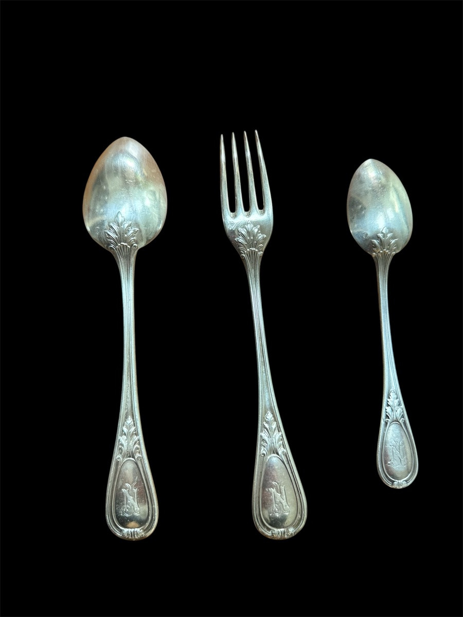 Massive Silver Household Set Henin XIX Eme-photo-4