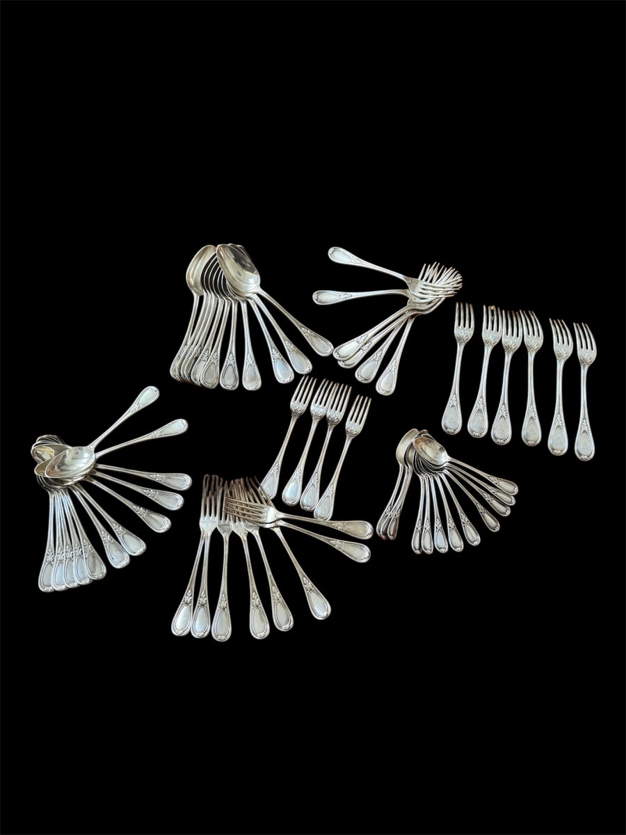 Massive Silver Household Set Henin XIX Eme