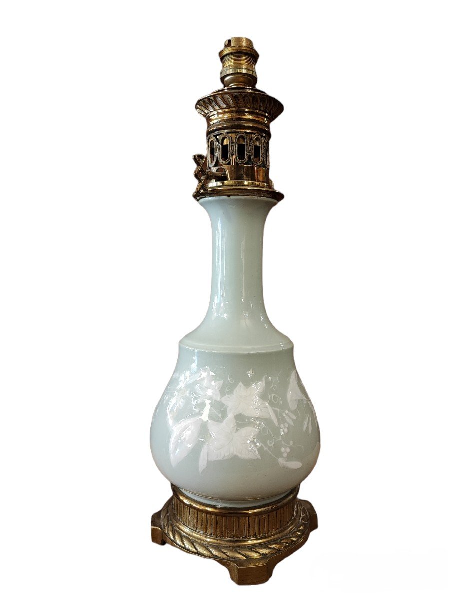 Lampe En Porcelaine de Céladon Et Bronze