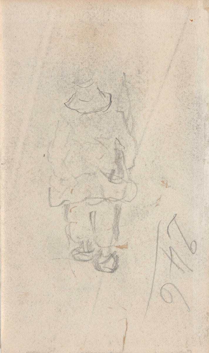 Camille Pissarro - Original Drawings - The Water Carriers. Man With A Hat. -photo-2