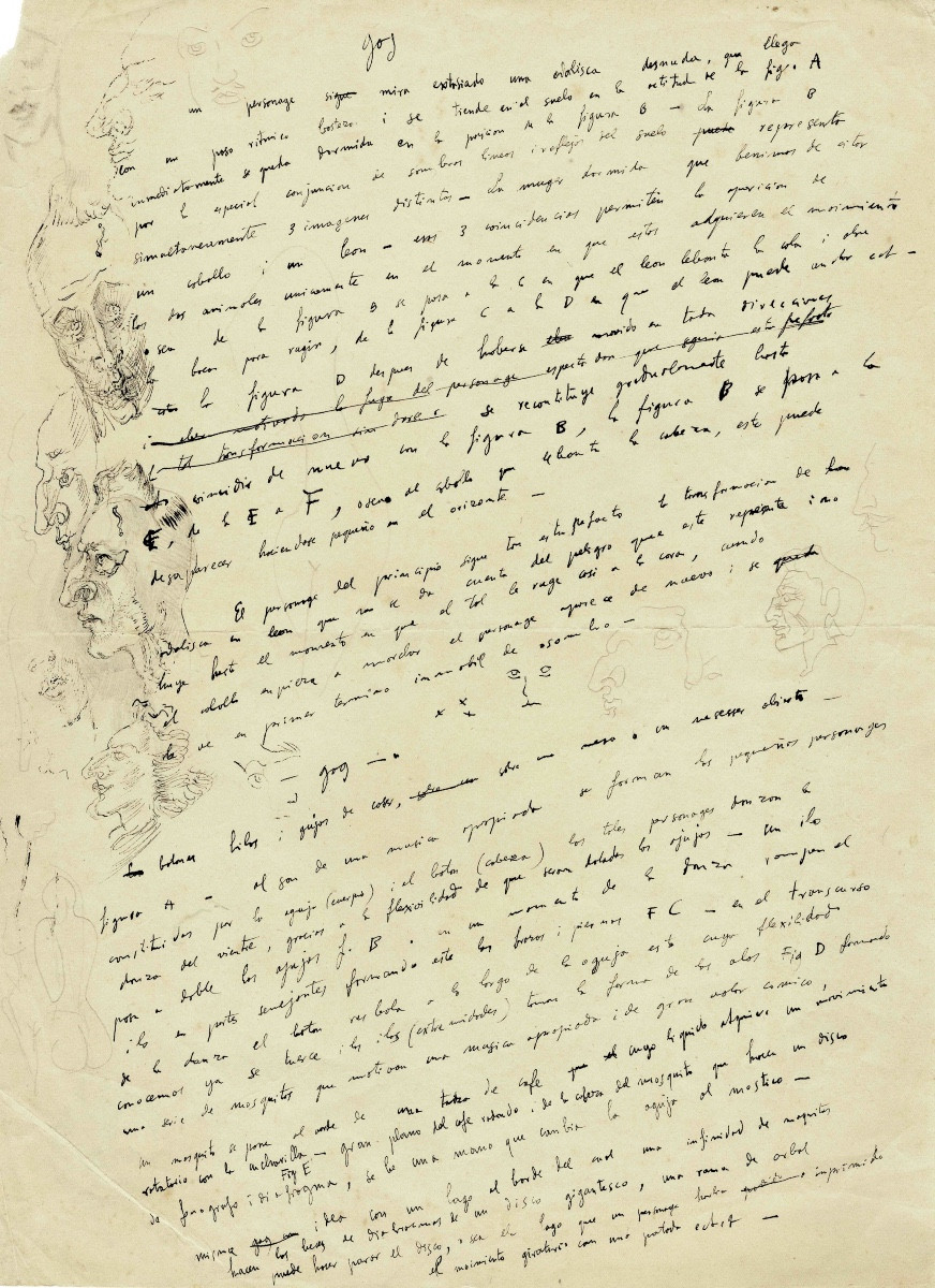 Salvador Dali - Illustrated Autograph Manuscript - Original Drawings. 