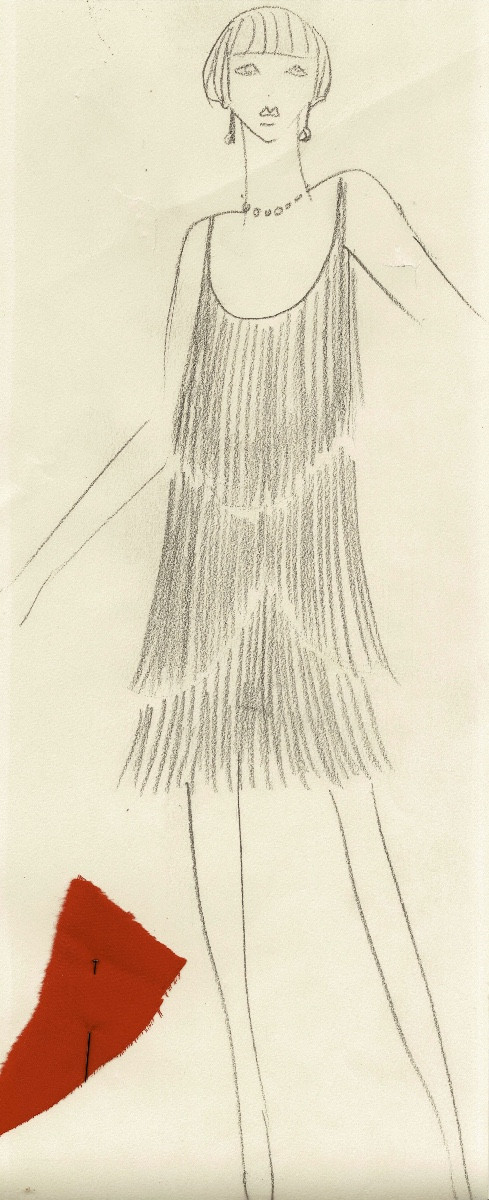  YVES SAINT LAURENT - Dessin original.  Crayon sur papier fort.