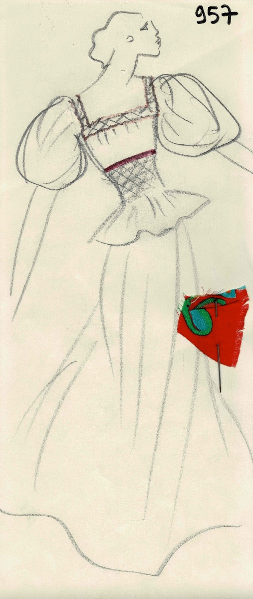YVES SAINT LAURENT - Dessin original.  Crayon sur papier.