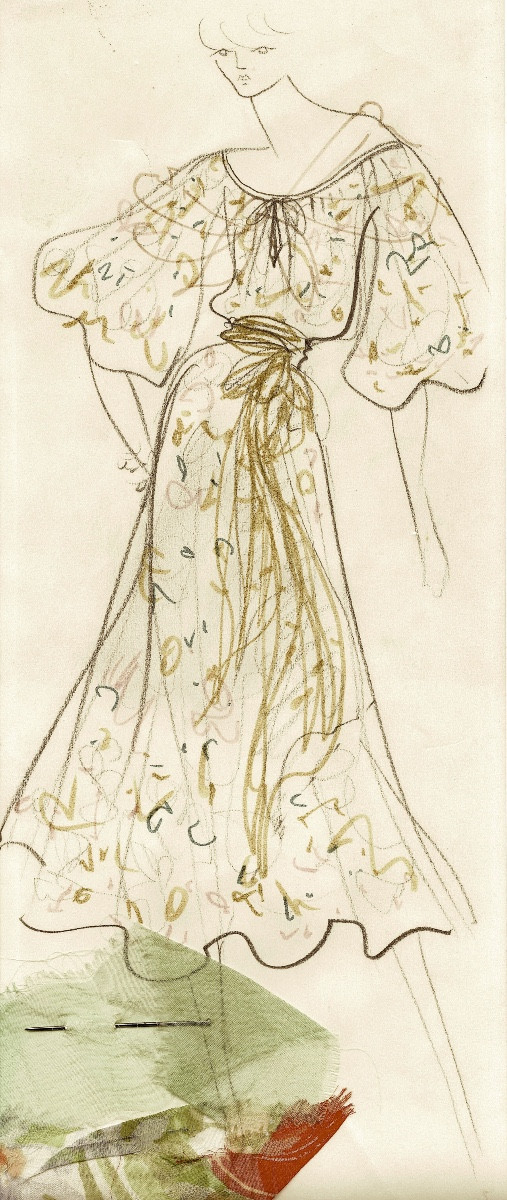 YVES SAINT LAURENT - Dessin original.  Feutres et crayon sur papier.