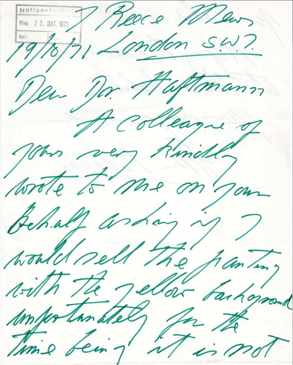 Francis Bacon - Autograph Letter Signed To Werner Haftmann.