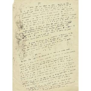 Salvador DALI - Manuscrit autographe illustré - Dessins originaux. 