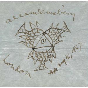 Allen GINSBERG - Dessin original signé – Buddha’s Footprint.