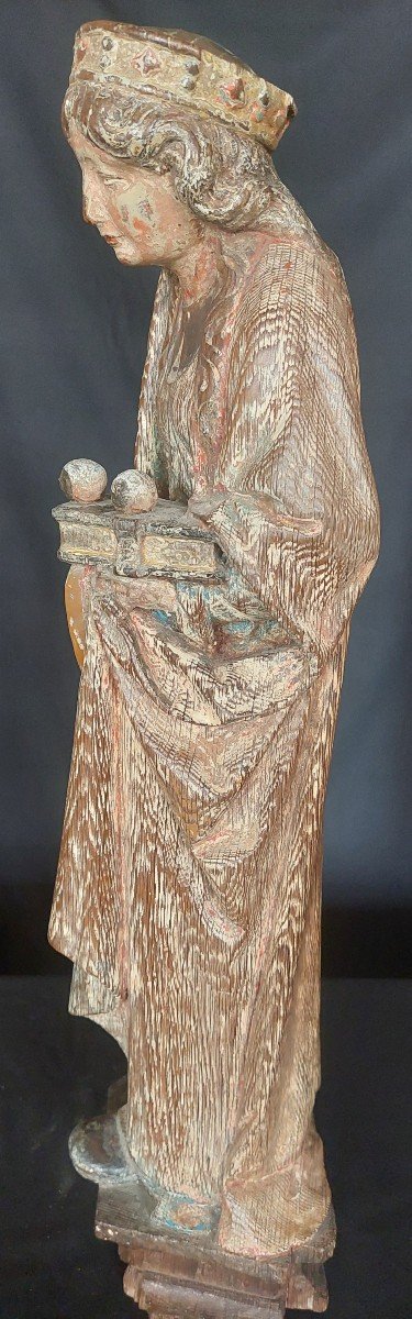 Saint Lucia Sculpture Polychrome Wood France XVIth Century-photo-3