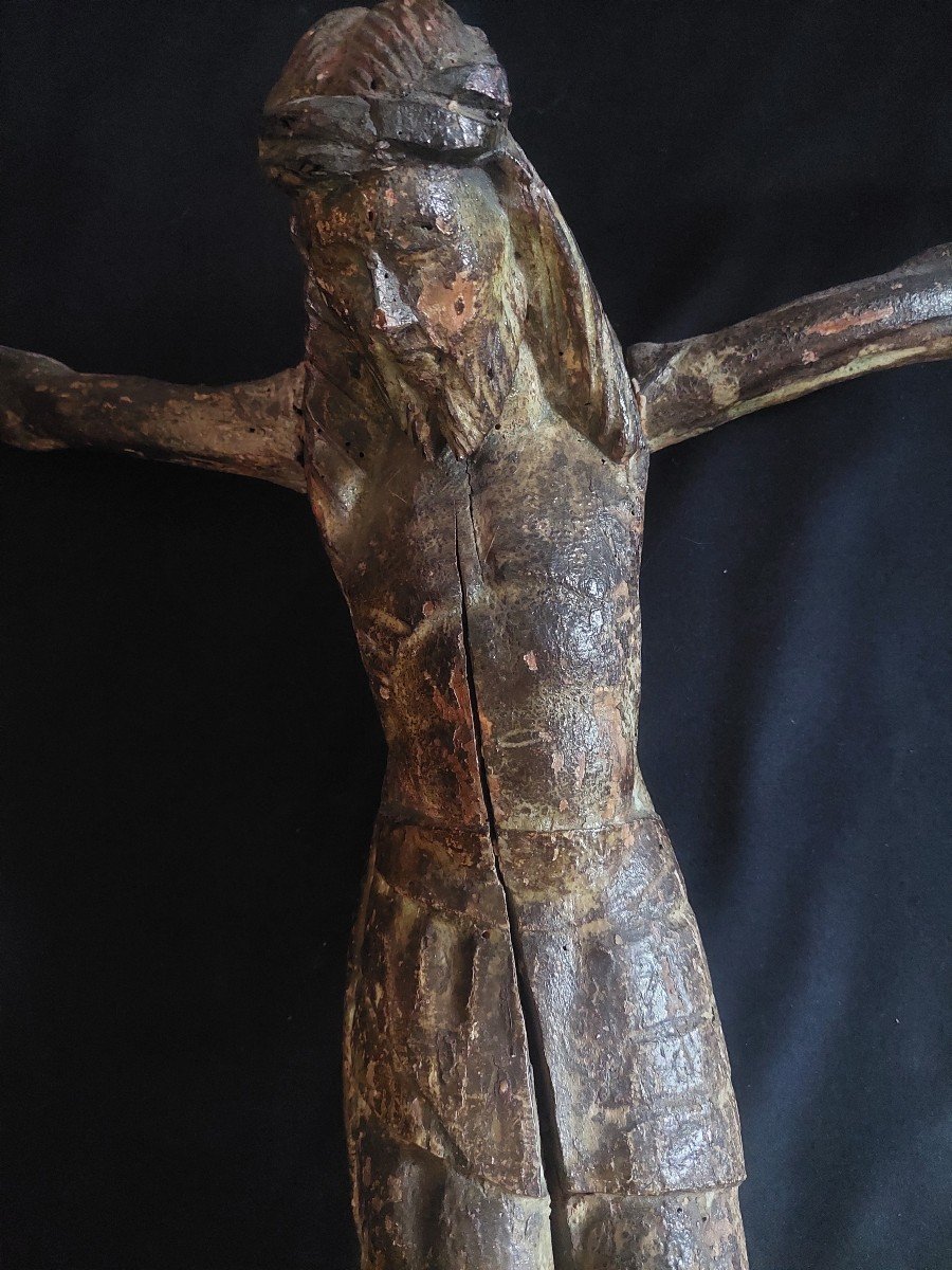 Christ en croix bois France XVe Siècle-photo-2