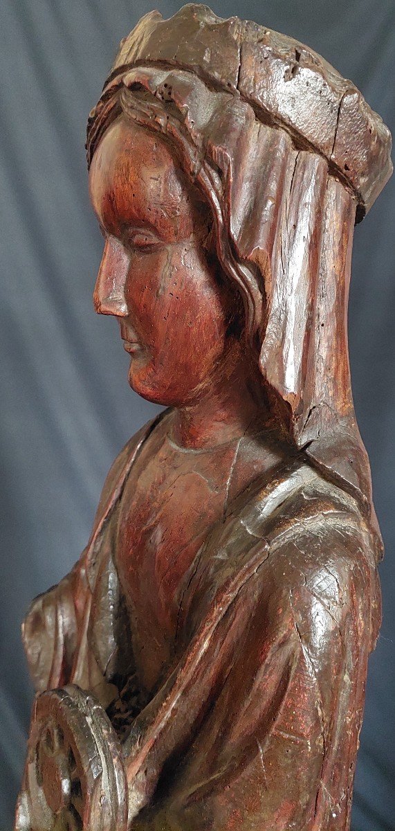 Statue De Sainte Catherine d'Alexandrie Fin XVIIe Siècle Espagne (catalogne)-photo-7