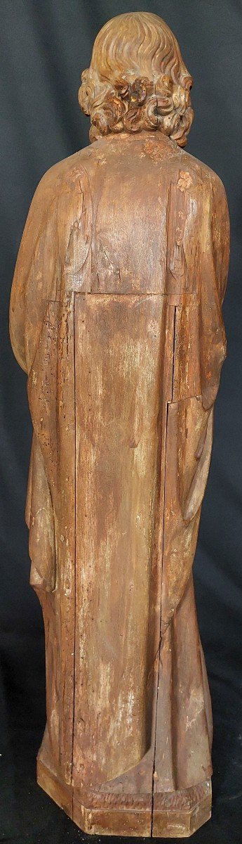 Statue d'Un Ange Thuriféraire en bois. France autour de 1800  dans le style gothique de 1300.-photo-5