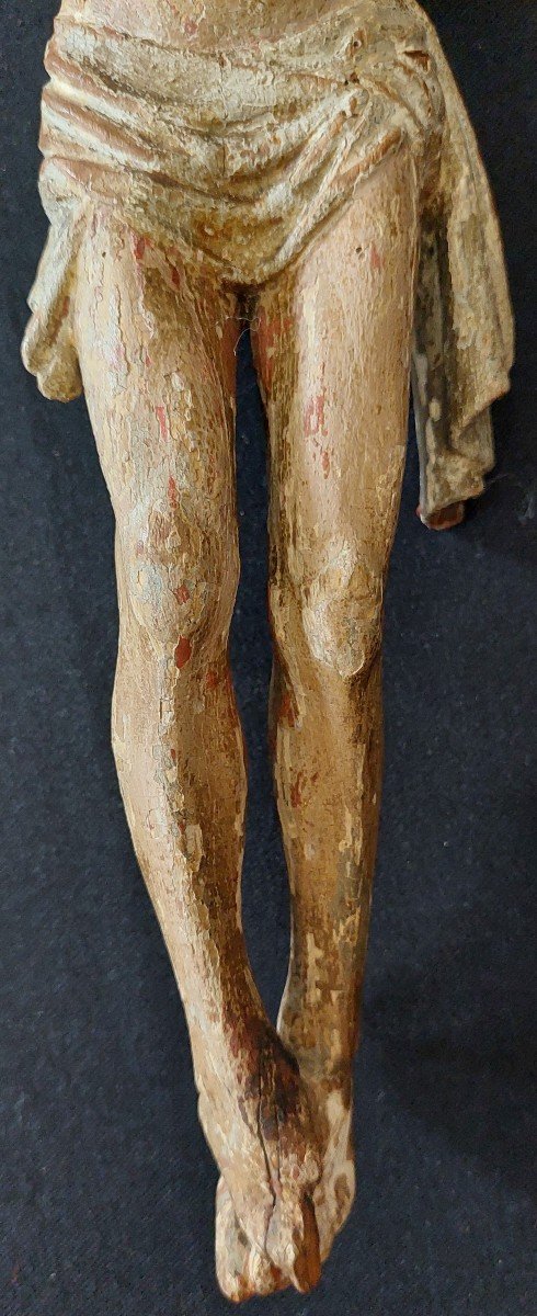 Christ en croix. en bois polychrome. Flandres ou Allemagne vers 1500.-photo-3