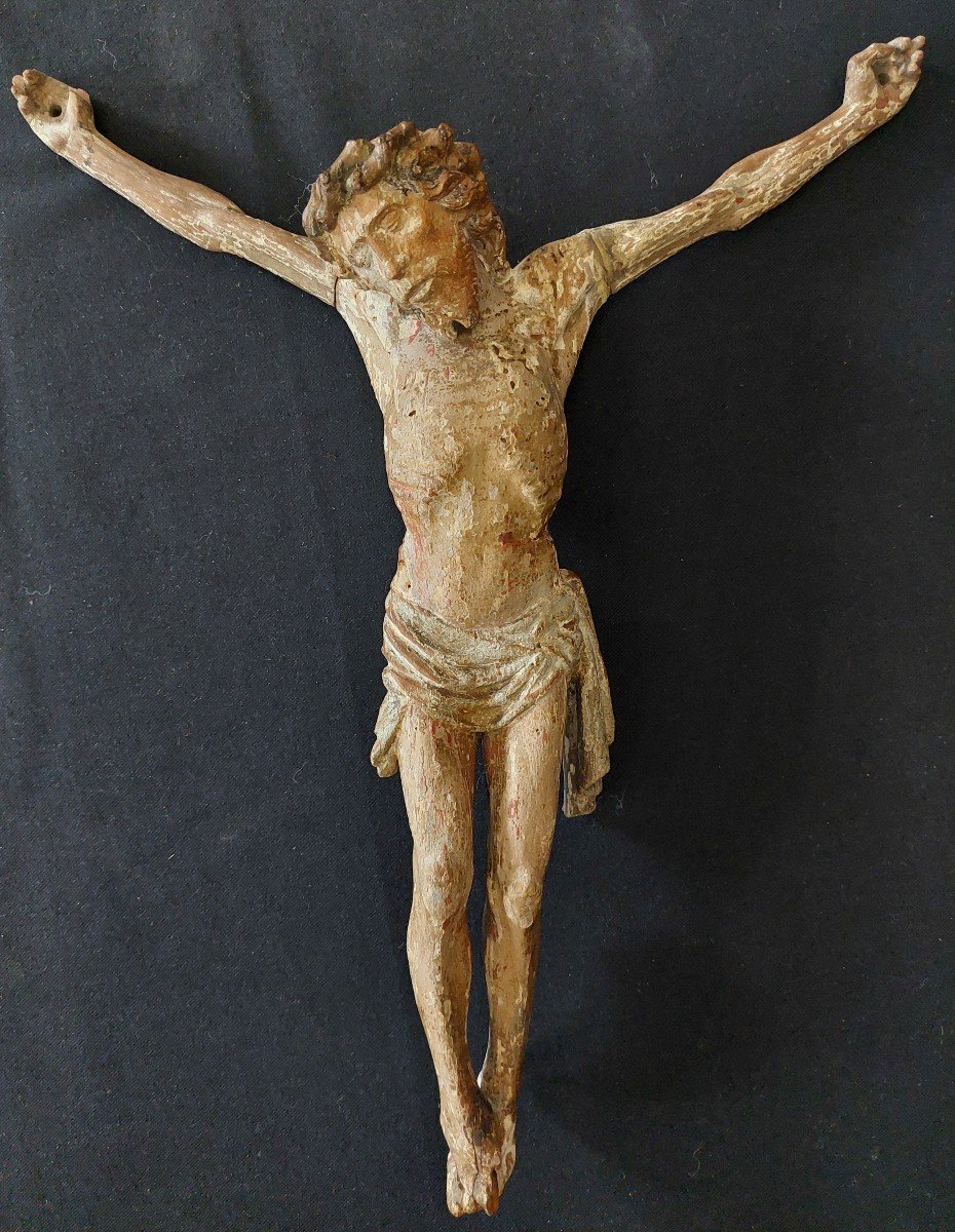 Christ en croix. en bois polychrome. Flandres ou Allemagne vers 1500.