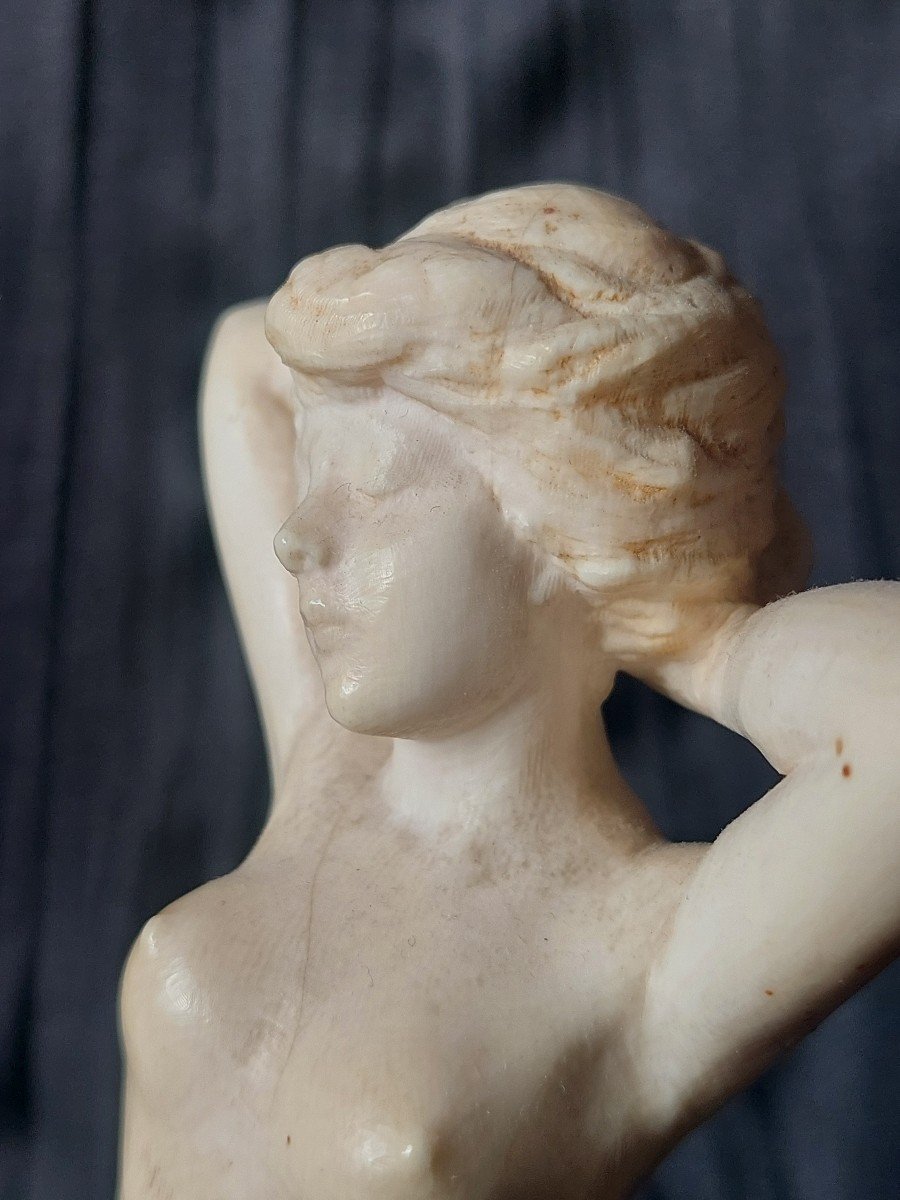 Lovely Ivory Sculpture Of A Nymph. French Work Around 1930 Art Nouveau-photo-6