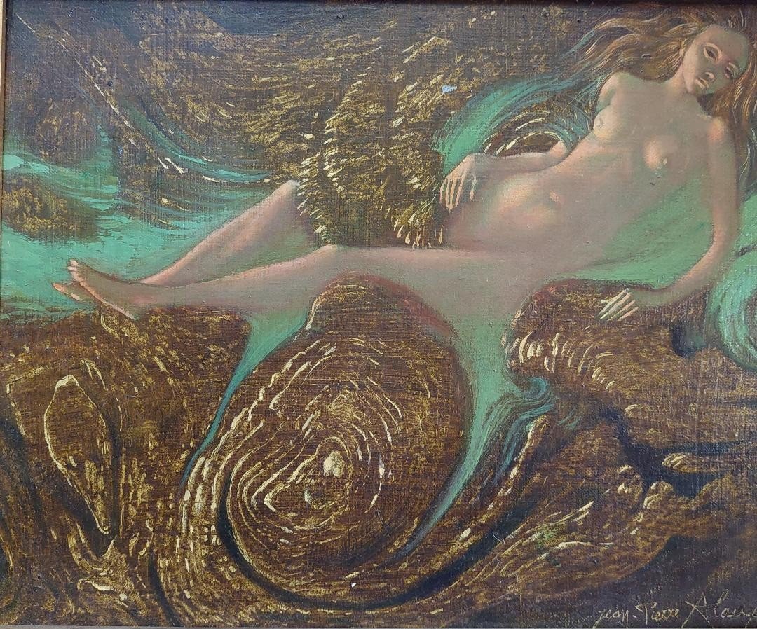 Danae huile sur toile symboliste sujet mythologique par Jean Pierre Alaux-photo-3