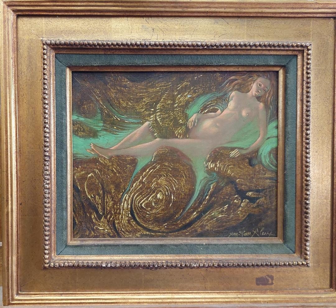 Danae huile sur toile symboliste sujet mythologique par Jean Pierre Alaux-photo-2