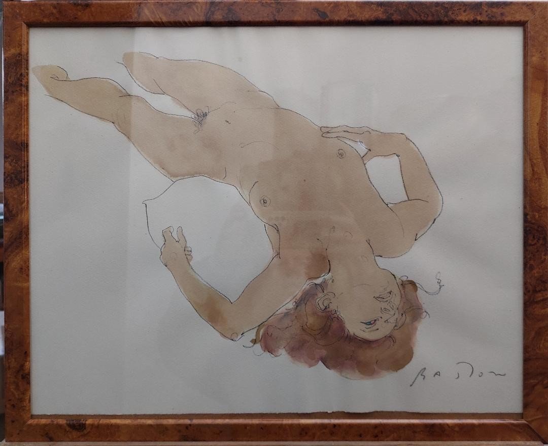 Nu Feminin Roux Aquarelle  de Michael Bastow Encadrement sous verre-photo-2