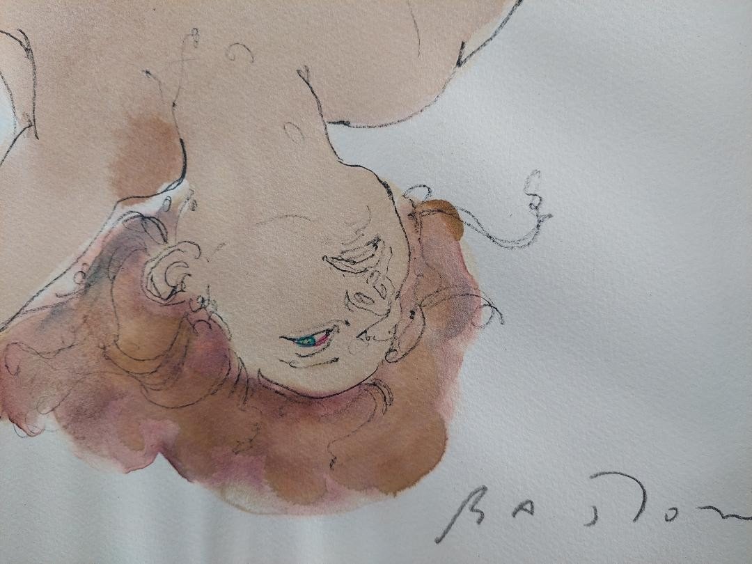 Nu Feminin Roux Aquarelle  de Michael Bastow Encadrement sous verre-photo-3