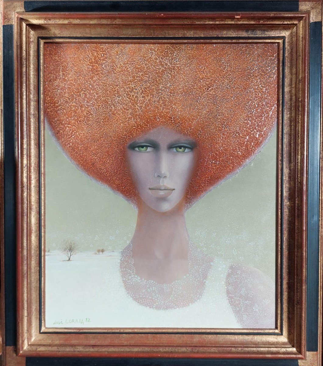 José Correa Allégorie De l'Hiver. Portrait De Jeune Femme Rousse Sur Fond De Campagne Enneigée-photo-4