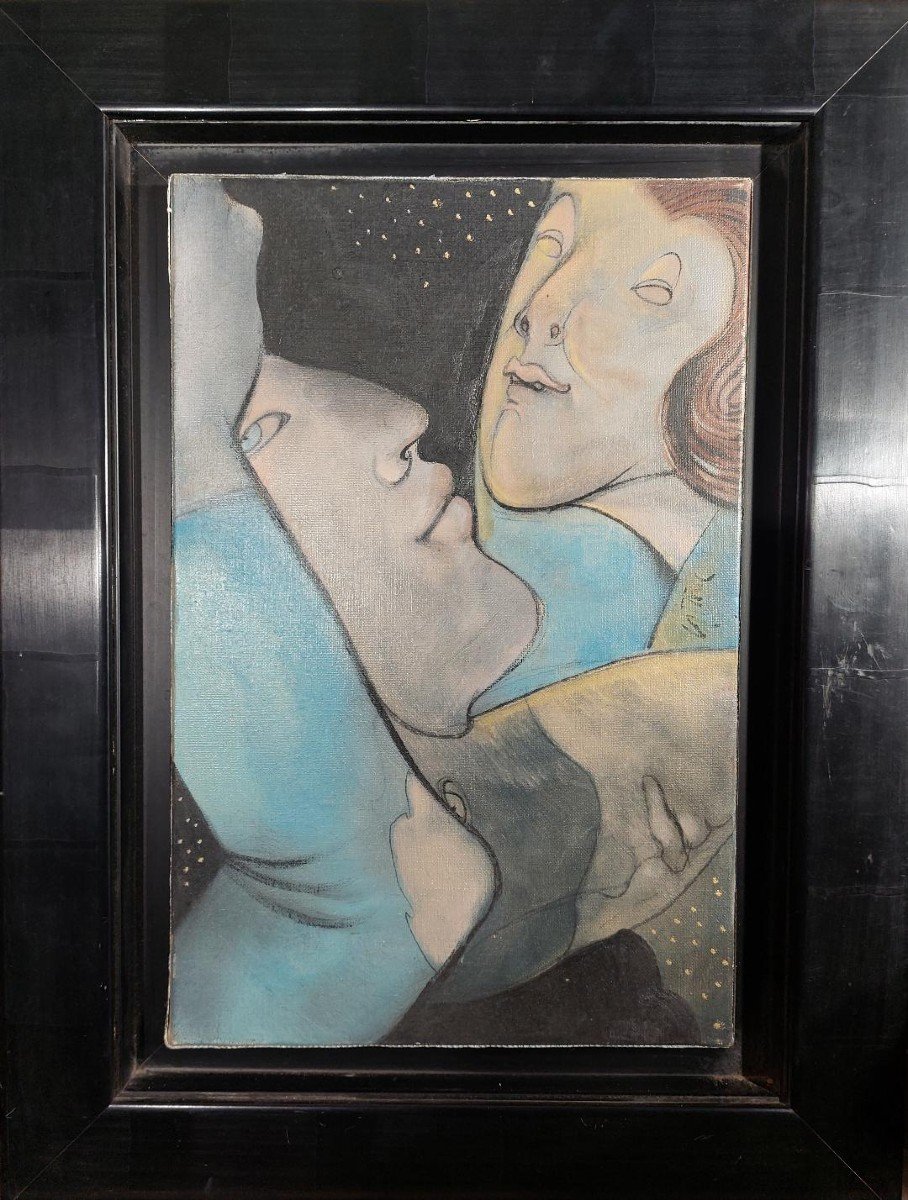 Jean Pierre Ceytaire Trio Amoureux Huile sur toile encadrée