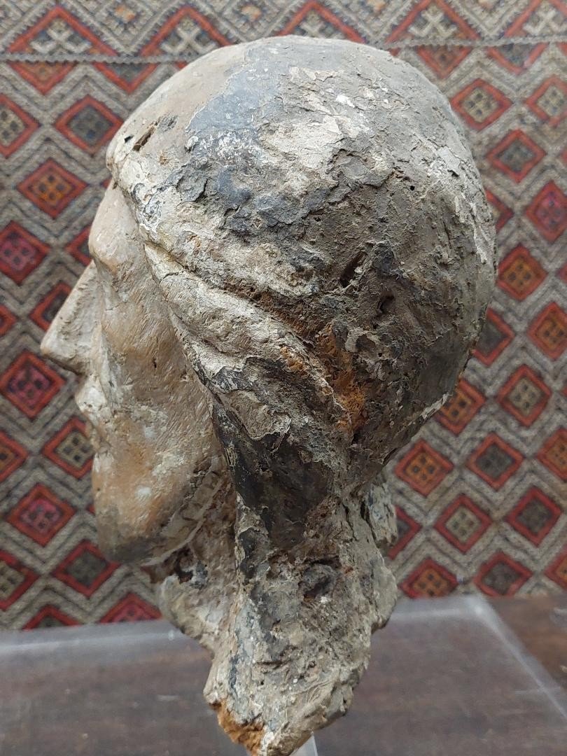 Tête Christ Bois polychrome  XIIIe Siècle-photo-4