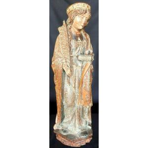 Saint Lucia Sculpture Polychrome Wood France XVIth Century