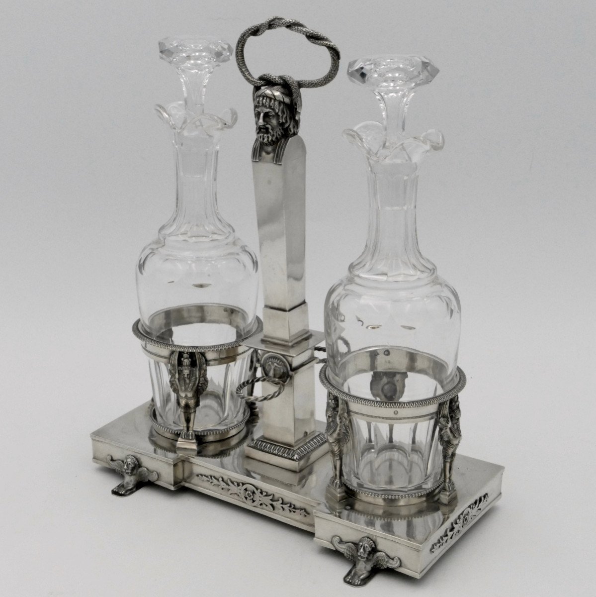  Huilier Vinaigrier &eacute;poque Empire En Argent Massif, Poin&ccedil;on Coq (1798 -1809).