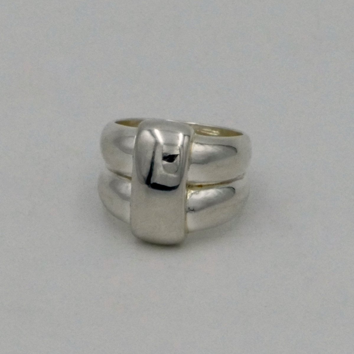 Ribboned Ring, Sterling Silver, Mid-20th Century, Finger Size 52.-photo-4