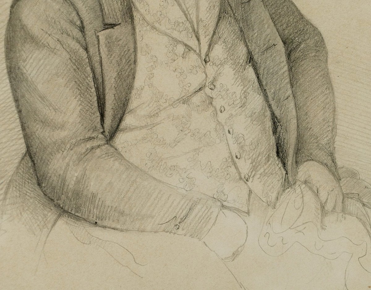 Louise De Meyern Hohenberg, Portrait d'Homme Au Graphite, 1853.-photo-1