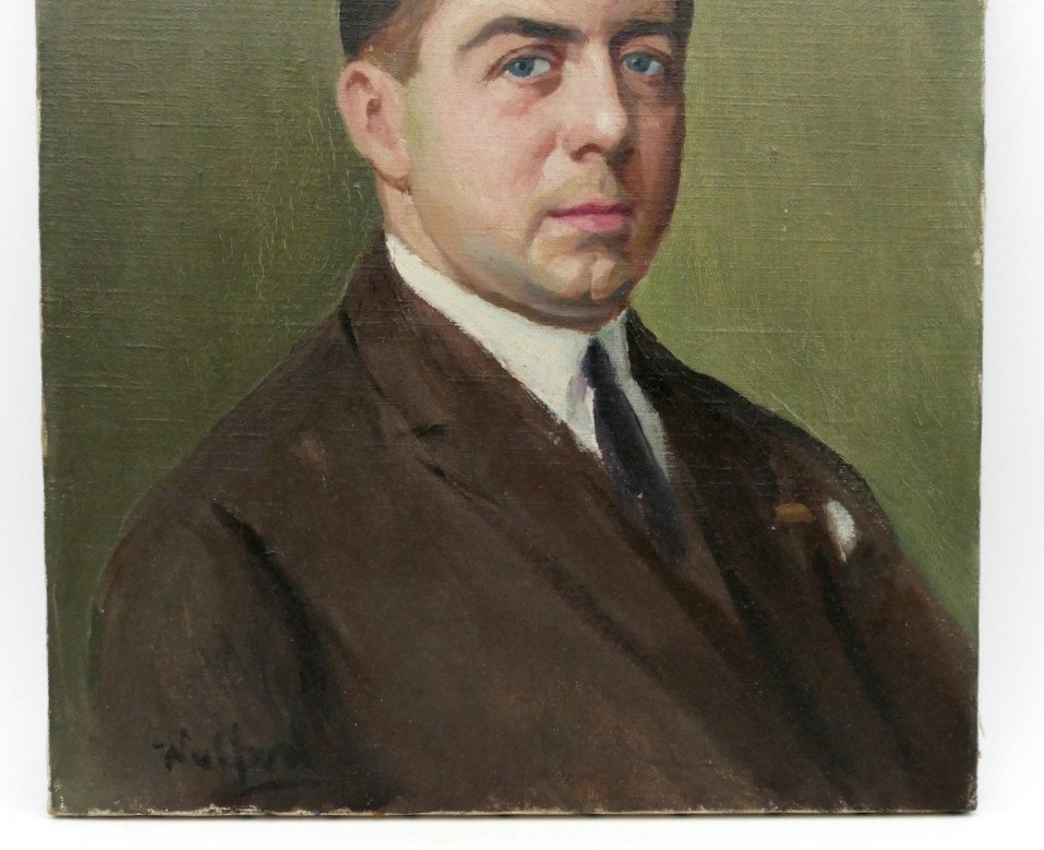 Max Wulfart (1876-1955) Portrait Of A Man, Oil On Canvas, 1940 / 1950.-photo-3