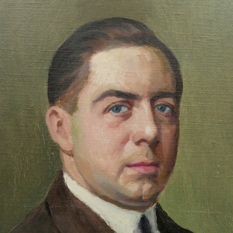 Max Wulfart (1876-1955) Portrait Of A Man, Oil On Canvas, 1940 / 1950.-photo-1