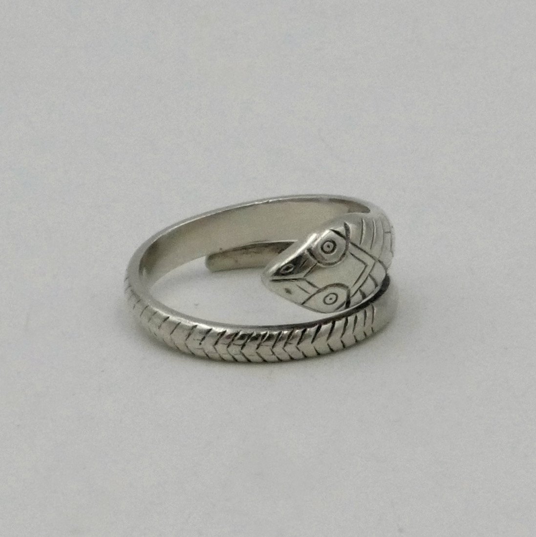 Sterling Silver Ring, Snake, Adjustable Finger Size, 20th Century.-photo-4