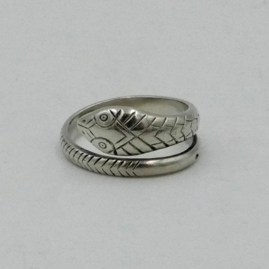 Sterling Silver Ring, Snake, Adjustable Finger Size, 20th Century.
