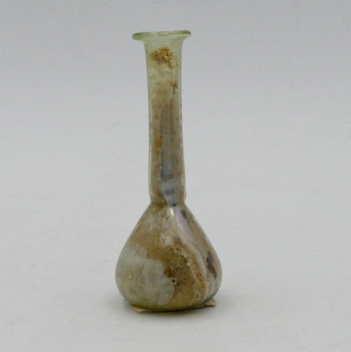 Balsamary In Iridescent Glass, Roman Period, 2nd-3rd Century, Light Tints.-photo-2